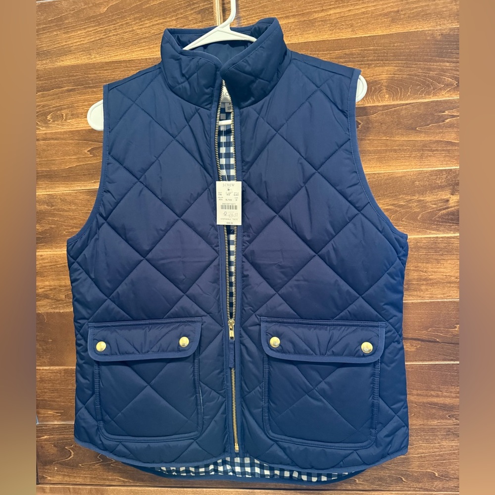 J. Crew Factory Navy Quilted Vest NWT